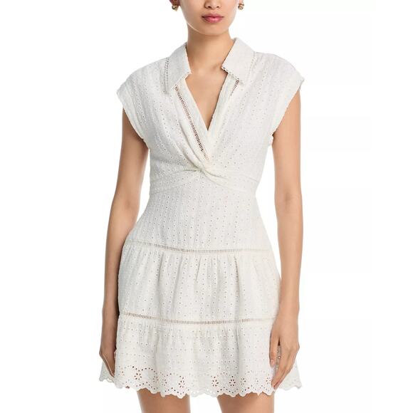 ALICE + OLIVIA Mila Eyelet Deep V Neck Dress - Picture 5 of 15